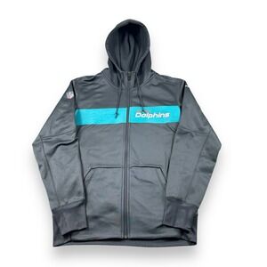 Nike Miami Dolphins Team Sideline On-Field FullZip Performance Hoodie Mens S EUC